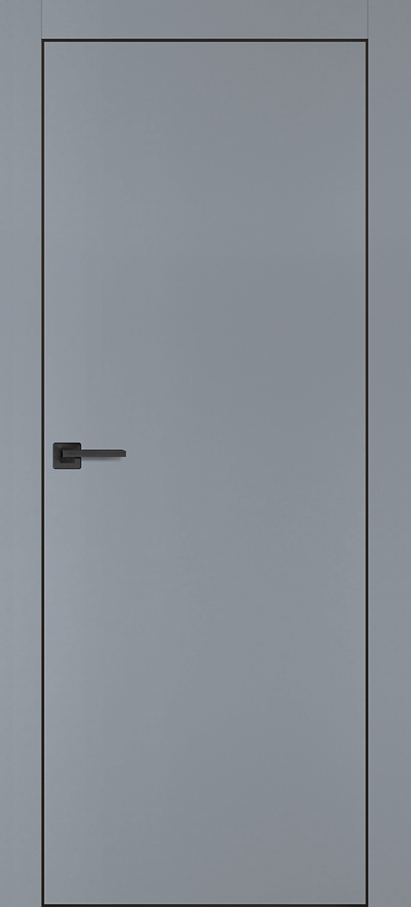 Межкомнатная дверь PX-1 черная кромка с 4-х ст. Серый матовый