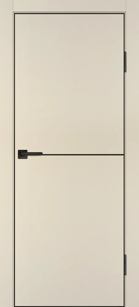 Межкомнатная дверь P-19  черный молдинг PET,  кромка ABS черная c 4-х ст. Бежевый матовый